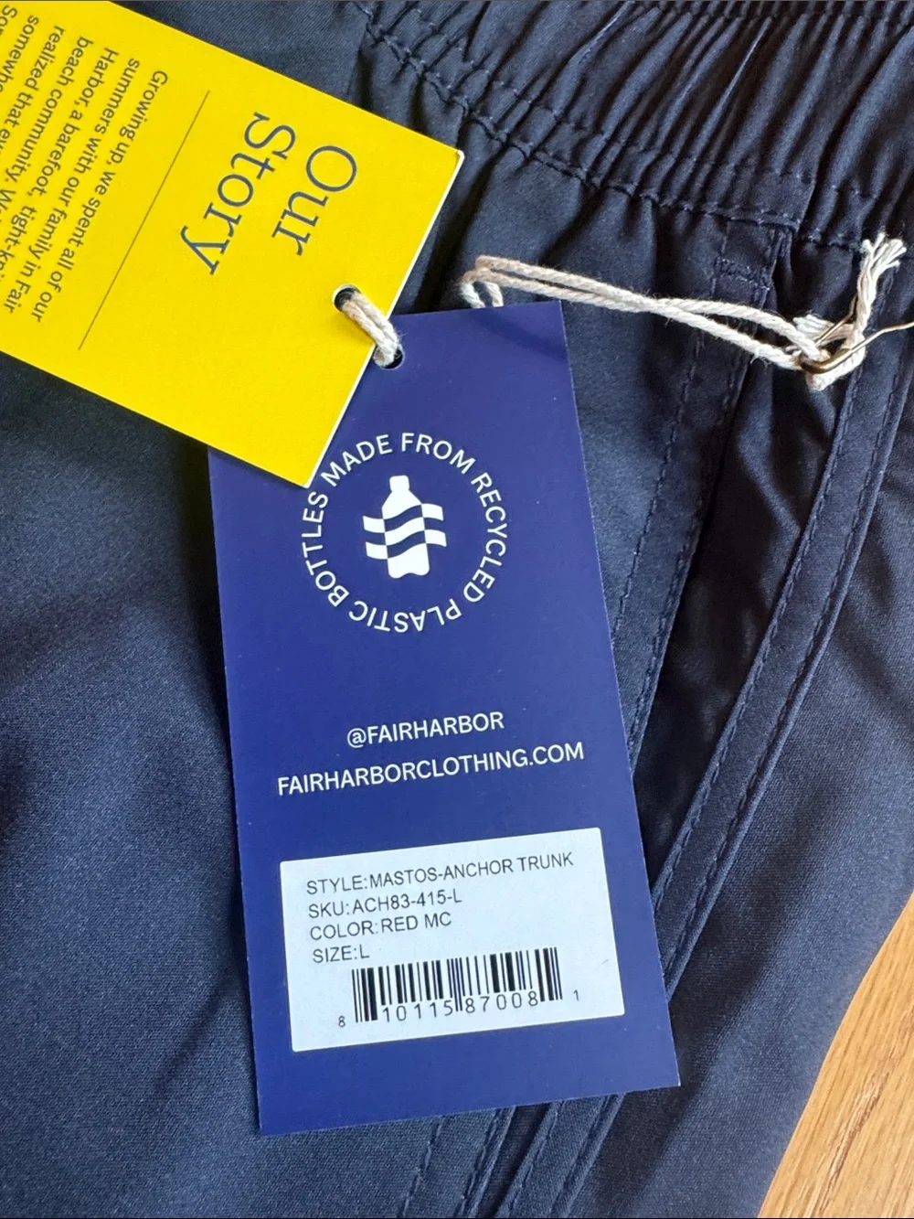 Fair Harbor Anchor Swim Trunk Large NWT Blue/Red/White
